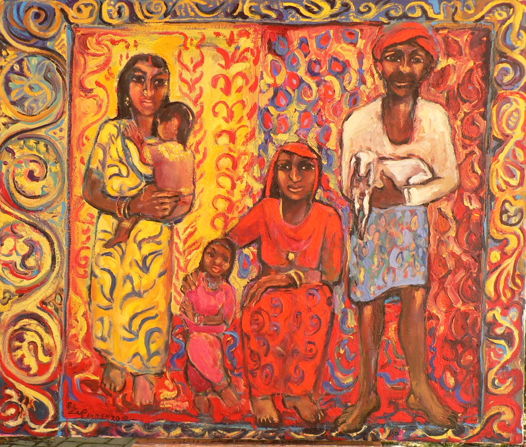 Regina Zepnick, "Familie", Öl/ Lw,100x 120 cm, Indien 2010