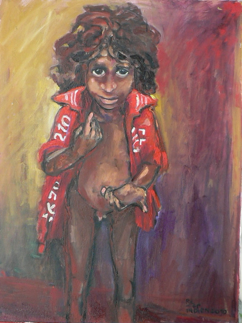 Regina Zepnick, Junge aus Mount Abu, 80x 60 cm, Öl/ Lw, Indien 2010