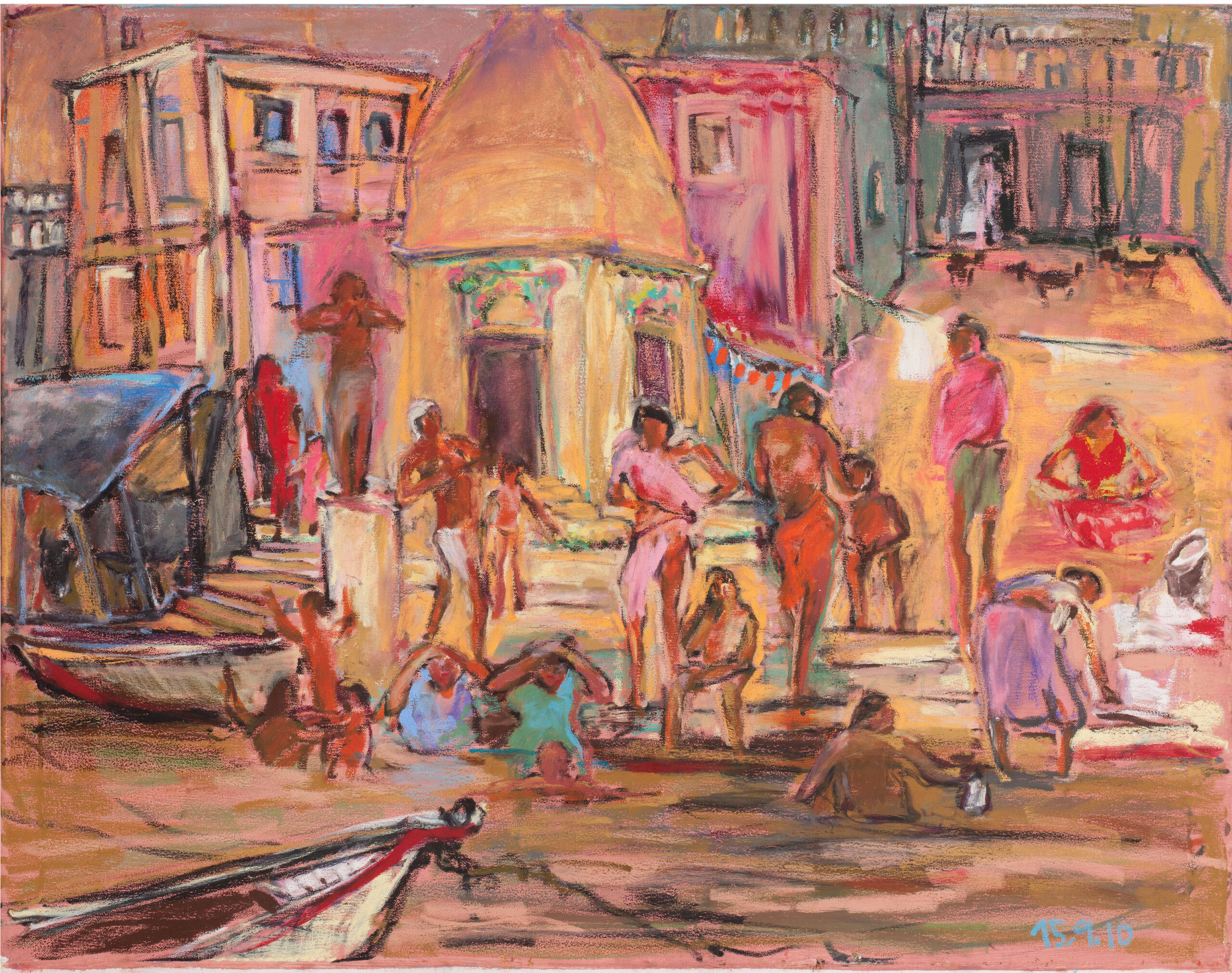 Regina Zepnick, Leben am Ganges, 80x 100 cm, feste Öl/Lw, Indien 2010