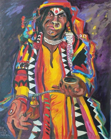 Johannes Zepnick,"Sadhu von Badami",  Oel/LW, 100 x 80 cm Indien 2010