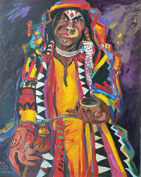 Johannes Zepnick,"Sadhu von Badami",  Oel/LW, 100 x 80 cm Indien 2010