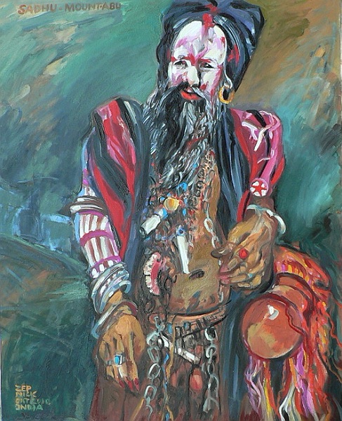 Johannes Zepnick,"Sadhu aus Mount Abu", Oel/LW, 100 x 80 cm Indien 2010