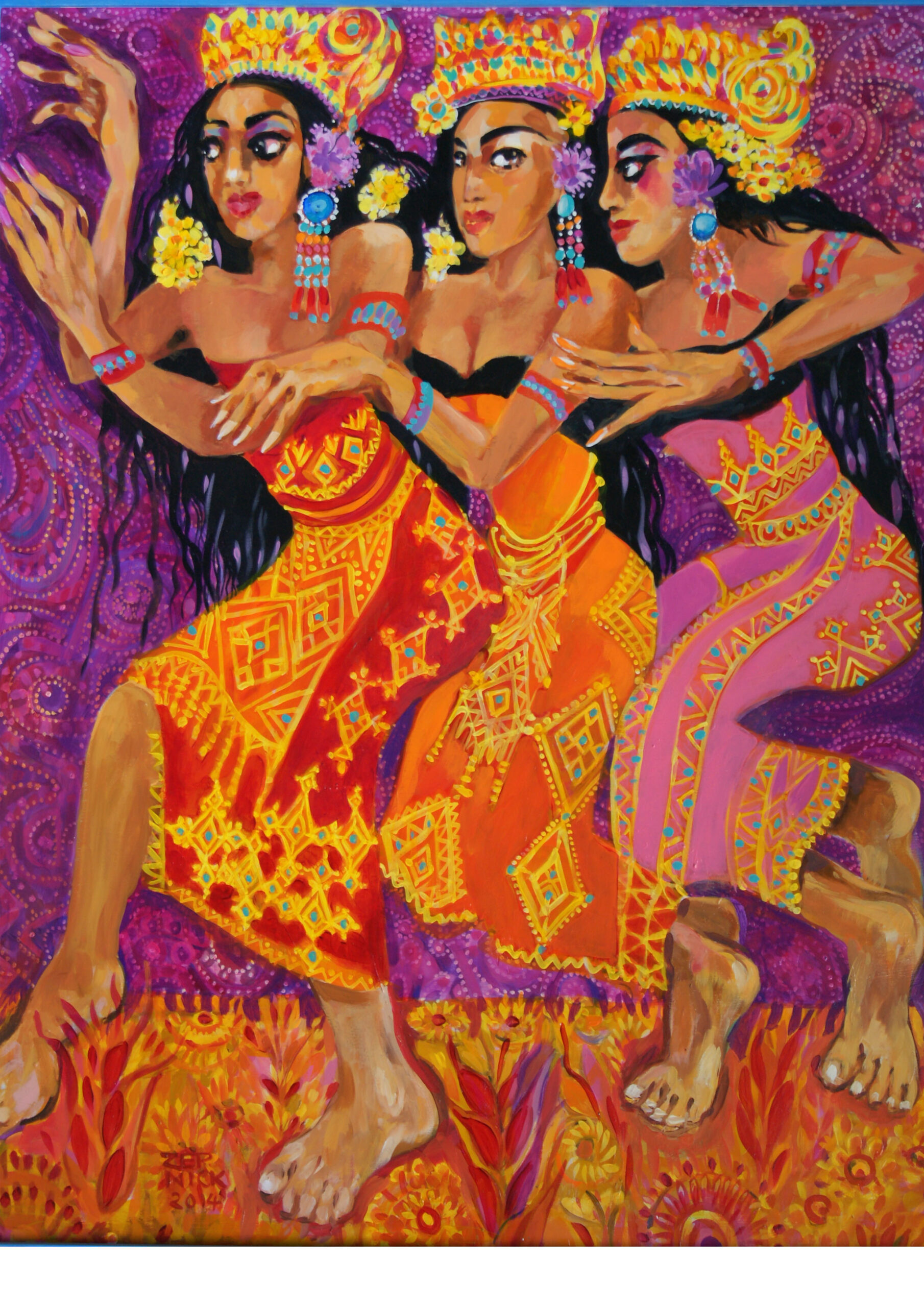 Johannes Zepnick, Bali- Tanz , 120x 100 cm, Öl/ Lw, 2014