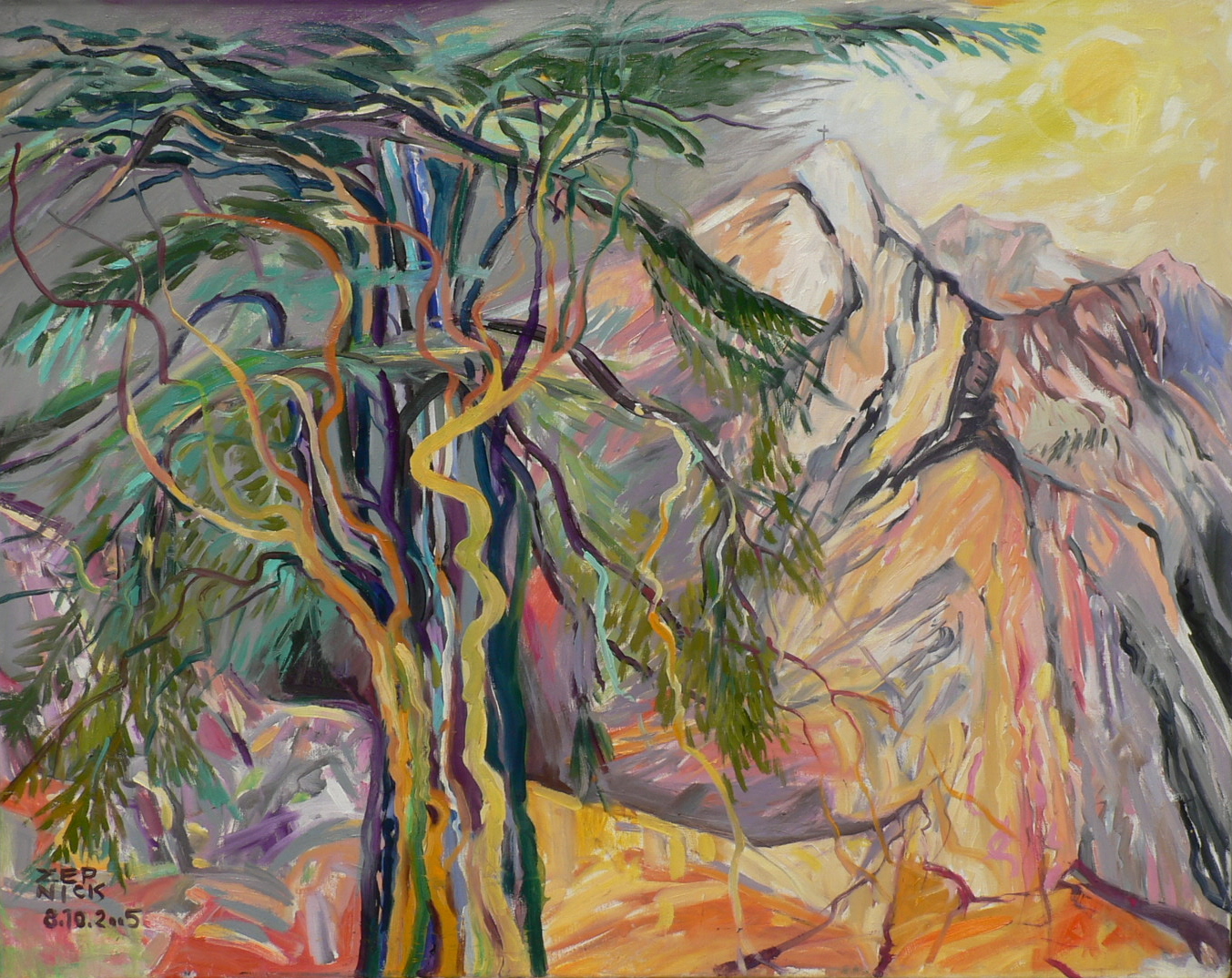 Johannes Zepnick, Zedern im Libanongebirge, 80x 100 cm, Öl /Lw, Libanon 2005