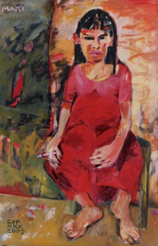 Johannes Zepnick, "Maria", 100x 80 cm, Oel/ LW, Ungarn 2002
