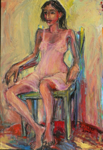 Regina Zepnick, "Junge Frau im rosa Kleid", 100x 80 cm, Oel/ Lw, Ungarn 2002