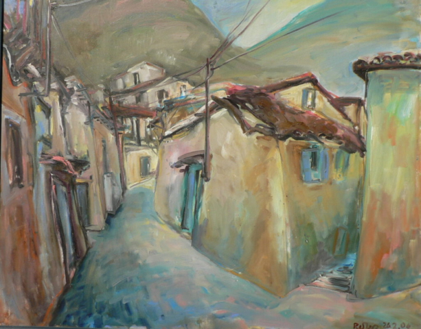 Regina Zepnick, Gasse in Lazanias, 60x 80 cm, Öl/ Lw, Zypern 2006